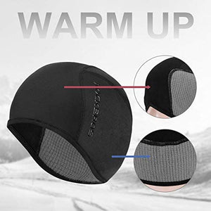 Helmet Fleece Inner Liner | Cycling Skull Cap | Winter Thermal | MTB Mountain Cycling Cap | for Men Women Headwear | for Running Skiing & Winter Sports | BLACK