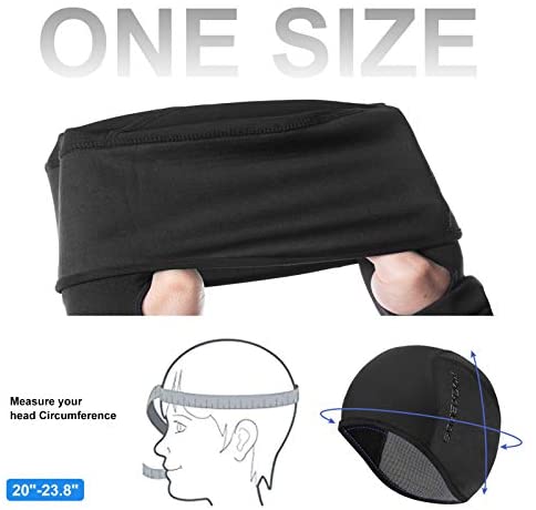 Helmet Fleece Inner Liner | Cycling Skull Cap | Winter Thermal | MTB Mountain Cycling Cap | for Men Women Headwear | for Running Skiing & Winter Sports | BLACK
