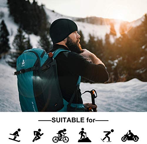 Helmet Fleece Inner Liner | Cycling Skull Cap | Winter Thermal | MTB Mountain Cycling Cap | for Men Women Headwear | for Running Skiing & Winter Sports | BLACK