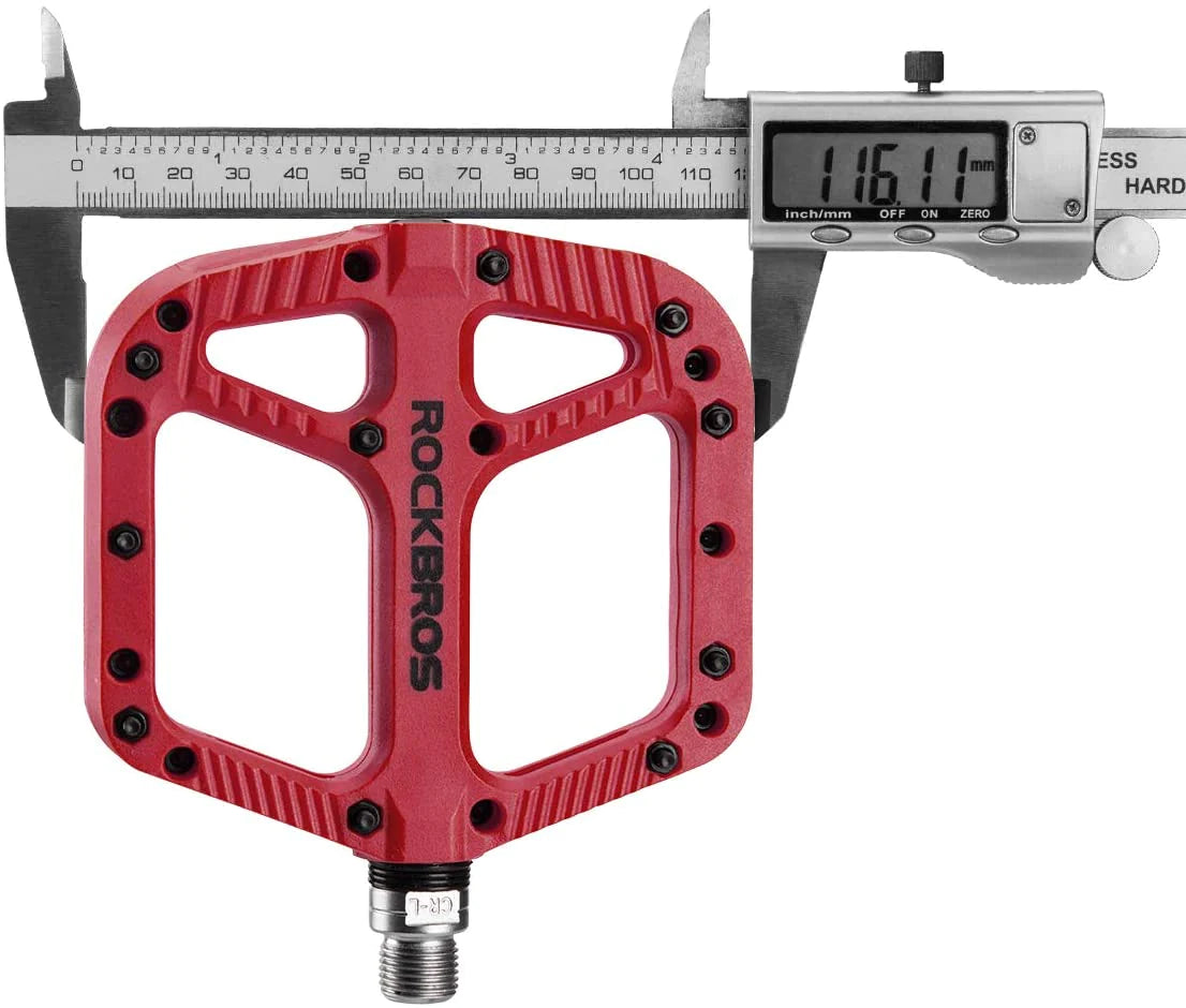 Extra Large MTB Flat Pedal | Orange Nylon Composite | Lightweight (208g) | Stud Pin Grips | RED
