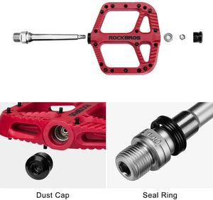 Extra Large MTB Flat Pedal | Orange Nylon Composite | Lightweight (208g) | Stud Pin Grips | RED