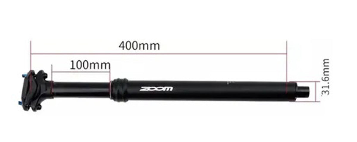 Mountain Bike Adjustable Height via Thumb Remote Lever | Pro Dropper Adjustable Seatpost | Internal Cable | 31.6 Diameter | 100mm Travel