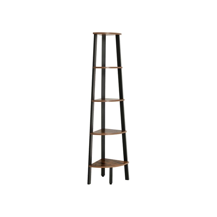 5-Tier Industrial Ladder Bookcase Corner Shelf