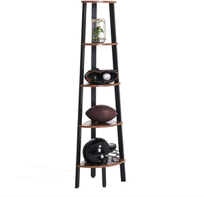 5-Tier Industrial Ladder Bookcase Corner Shelf