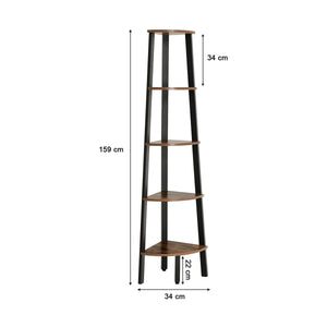 5-Tier Industrial Ladder Bookcase Corner Shelf