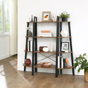 4-Tier Rustic Brown Ladder Shelf