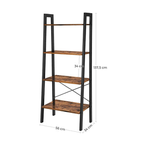 4-Tier Rustic Brown Ladder Shelf