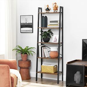 Rustic Brown 5-Tier A-shaped Ladder Storage Shelf