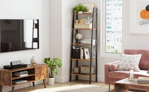 Rustic Brown 5-Tier A-shaped Ladder Storage Shelf