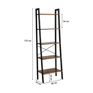 Rustic Brown 5-Tier A-shaped Ladder Storage Shelf