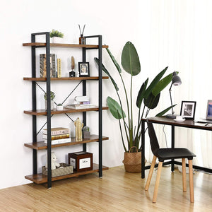 5-Tier Industrial Bookcase | Stable & Stylish