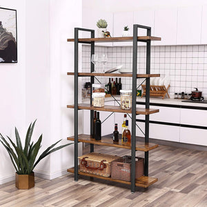 5-Tier Industrial Bookcase | Stable & Stylish