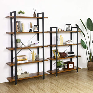 5-Tier Industrial Bookcase | Stable & Stylish