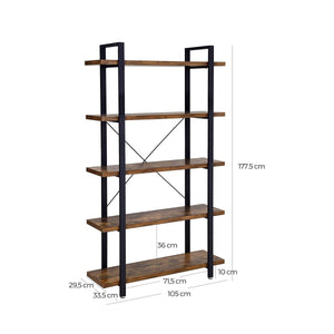 5-Tier Industrial Bookcase | Stable & Stylish