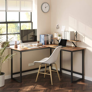 L-Shaped Desk with Screen Stand | Space-Saving | Studying, Gaming, Working