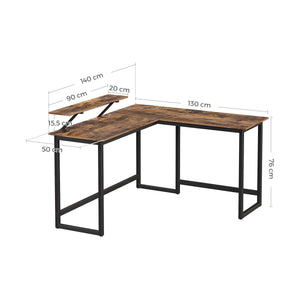 L-Shaped Desk with Screen Stand | Space-Saving | Studying, Gaming, Working