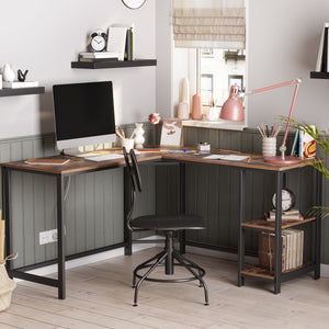 L-Shaped Desk with Shelves | Perfect for Home Office