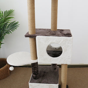 CATIO Deluxe Multi-Function Three-Level Dual Cat Scratching Tree - 141cm | Ultimate Cat Paradise