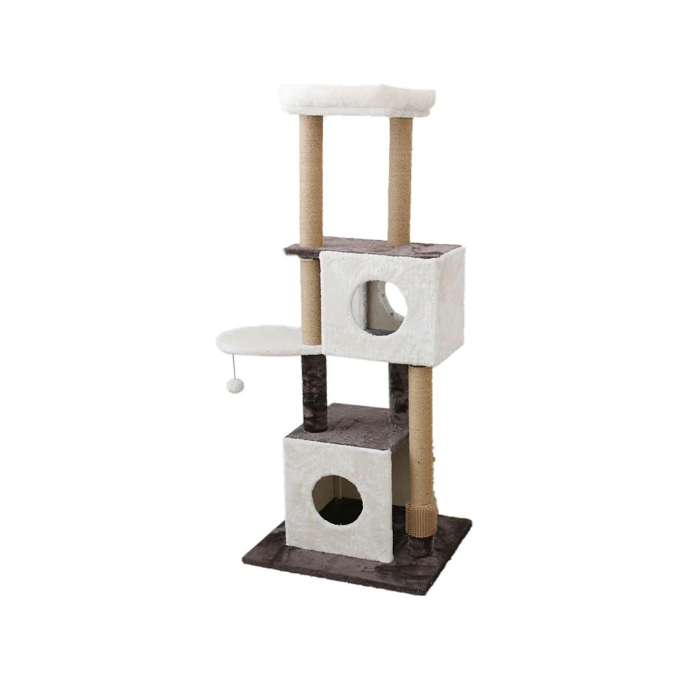 CATIO Deluxe Multi-Function Three-Level Dual Cat Scratching Tree - 141cm | Ultimate Cat Paradise