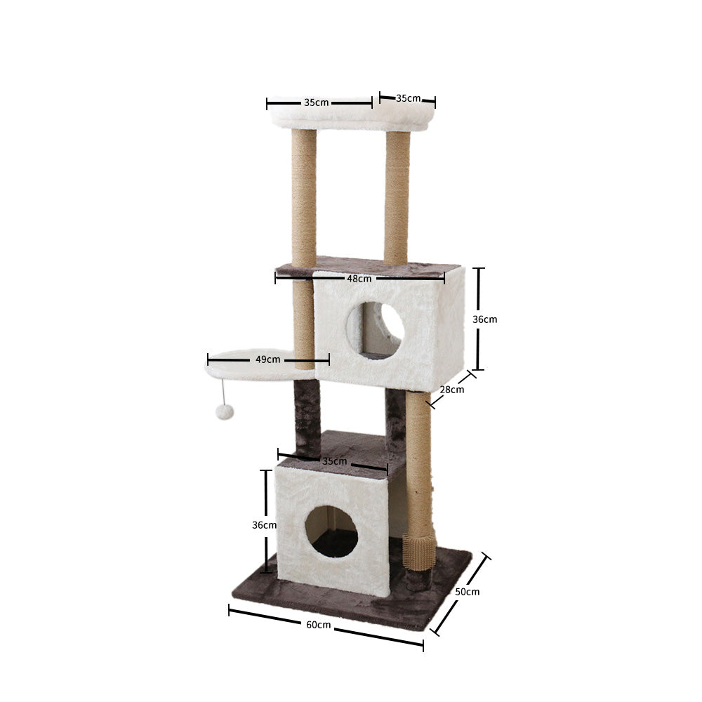 CATIO Deluxe Multi-Function Three-Level Dual Cat Scratching Tree - 141cm | Ultimate Cat Paradise