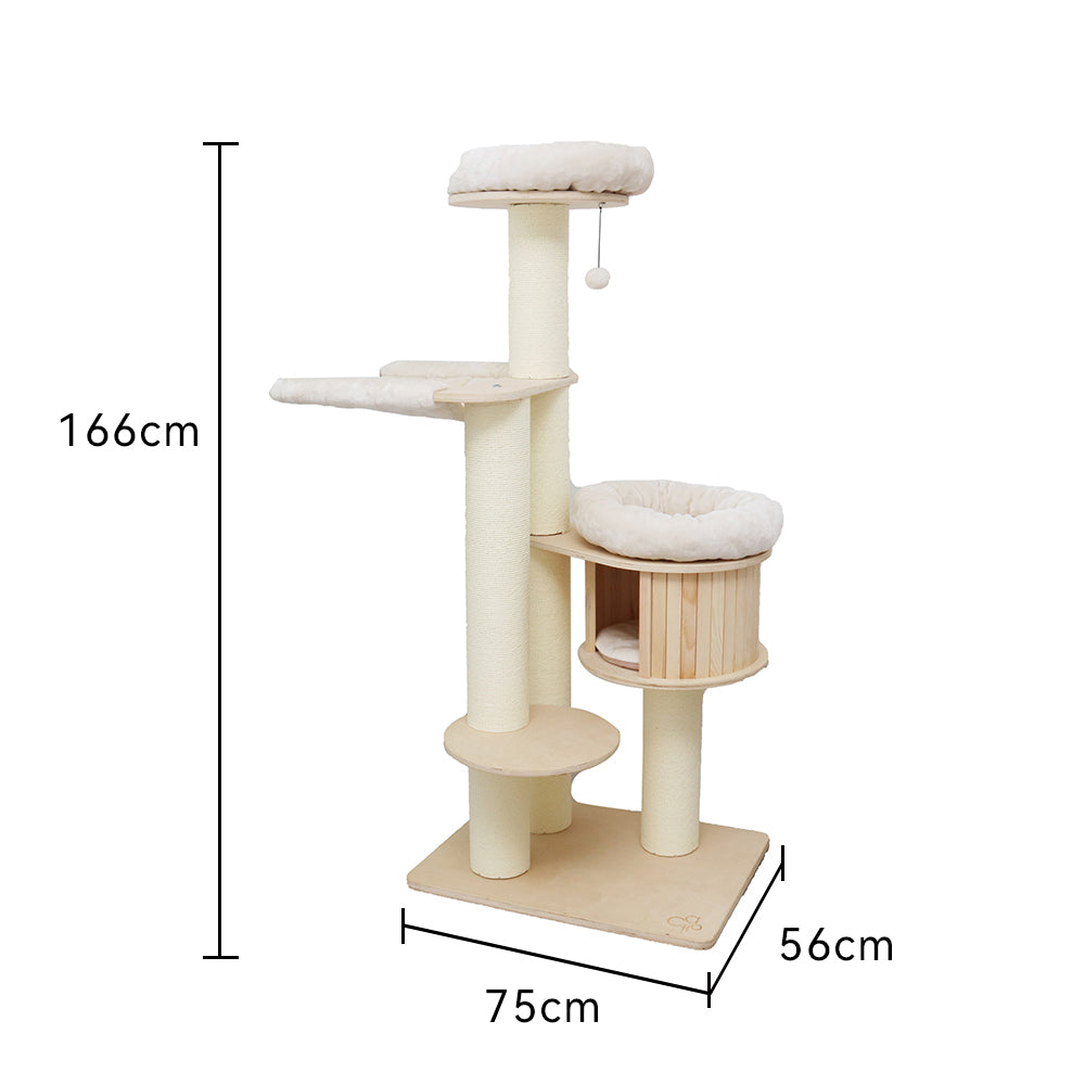 CATIO VINTAGE Solid Wood Cat Climbing Tree (176cm)