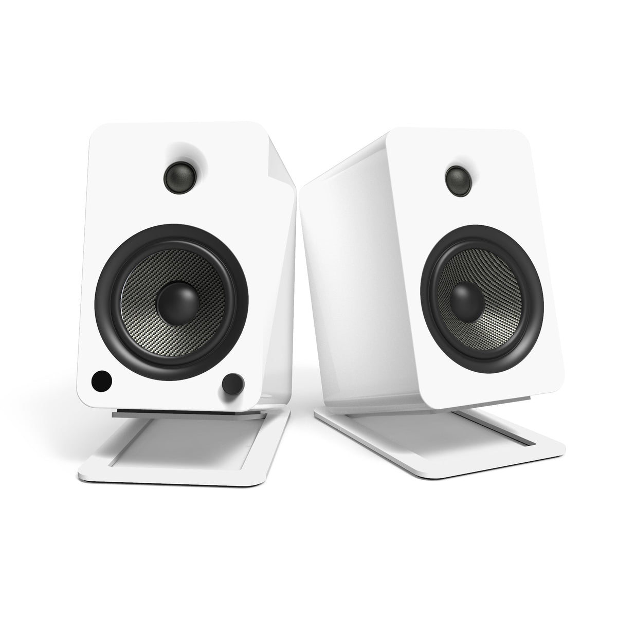 Angled Desktop Speaker Stands for Large Speakers - Pair, White (Kanto S6W)
