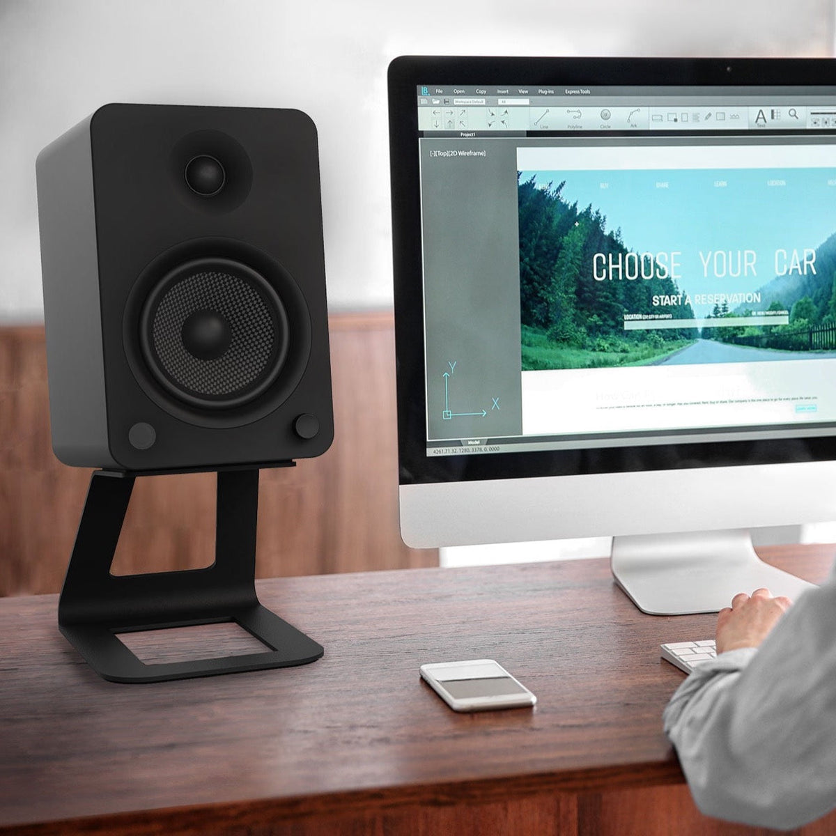 Elevated Desktop Speaker Stands for Large Speakers - Pair, Black