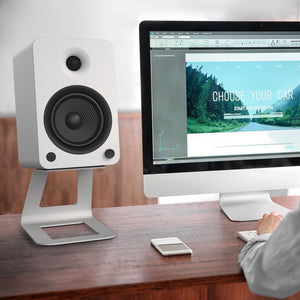 Elevated Desktop Speaker Stands for Large Speakers - Pair, White