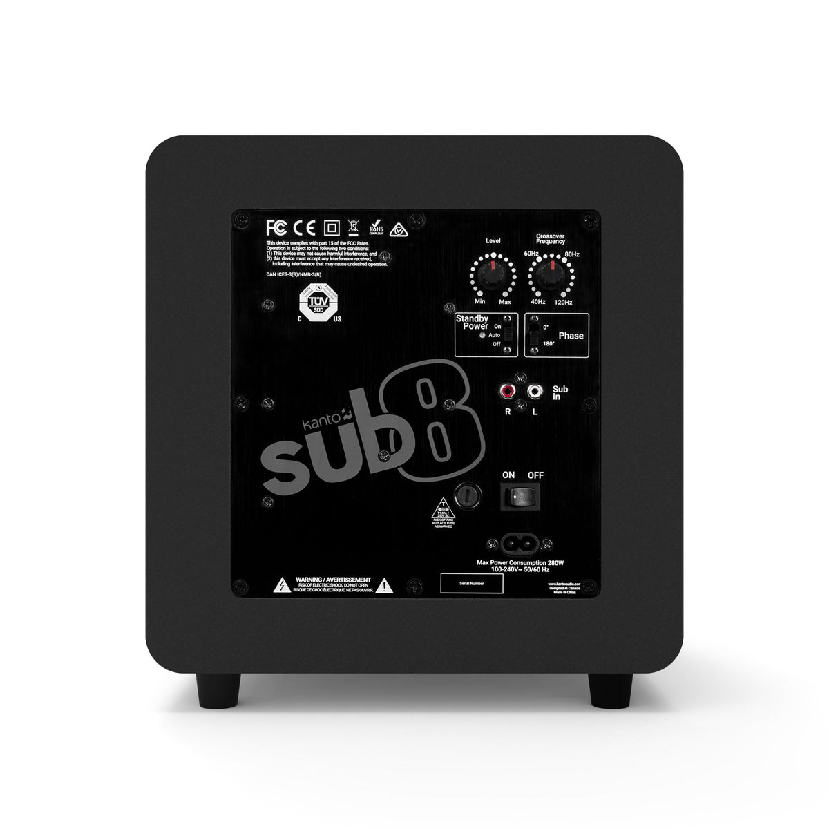 Sealed Powered Subwoofer - 300W | 8" | Matte Black | Kanto SUB8