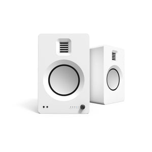 TUK 260W Powered Bookshelf Speakers with Headphone Out, USB Input, Dedicated Phono Pre-amp, Bluetooth - Pair | Matte White