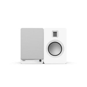 TUK 260W Powered Bookshelf Speakers with Headphone Out, USB Input, Dedicated Phono Pre-amp, Bluetooth - Pair | Matte White