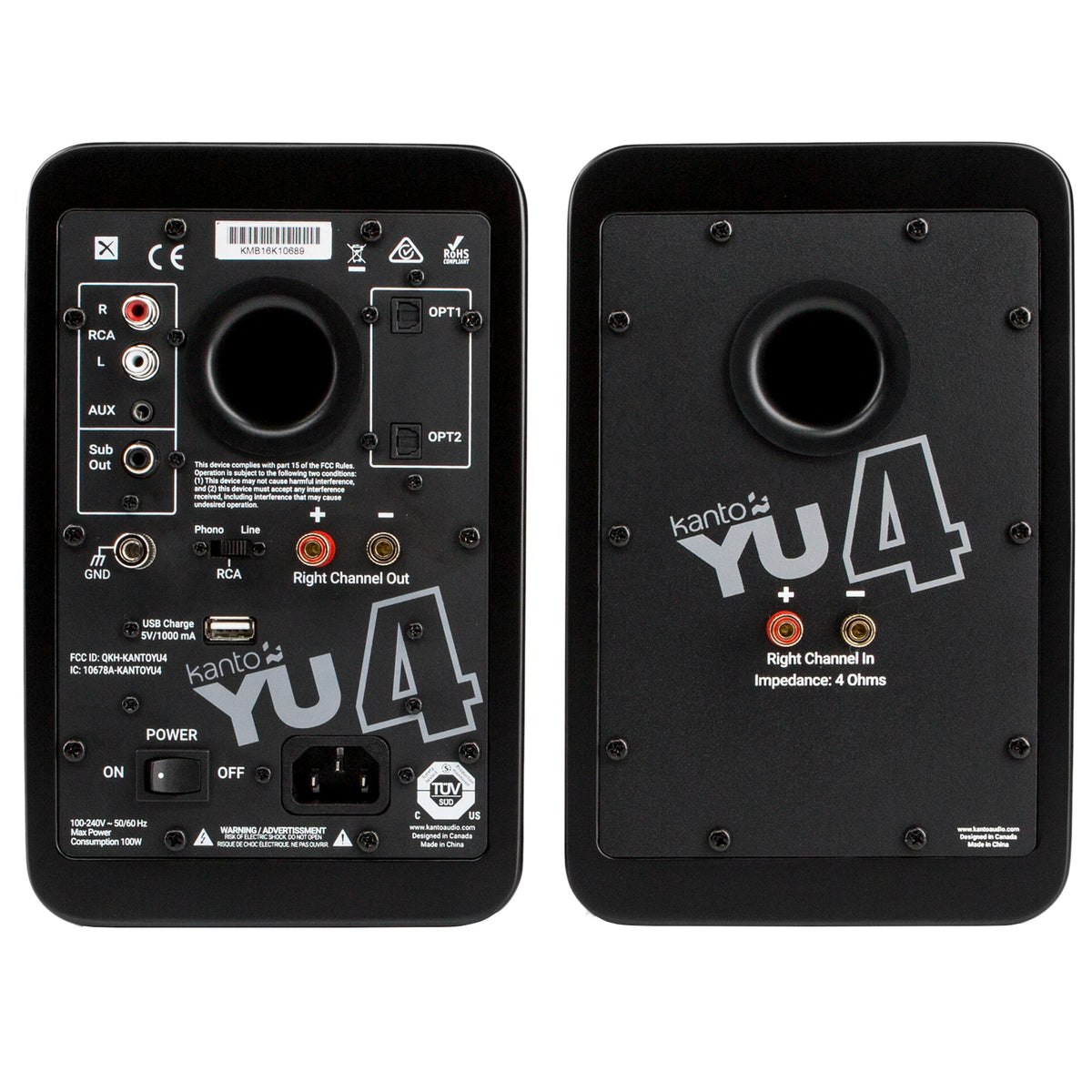 Powered Bookshelf Speakers - 140W | Bluetooth® and Phono Preamp | Pair - Matte Black | Kanto YU4