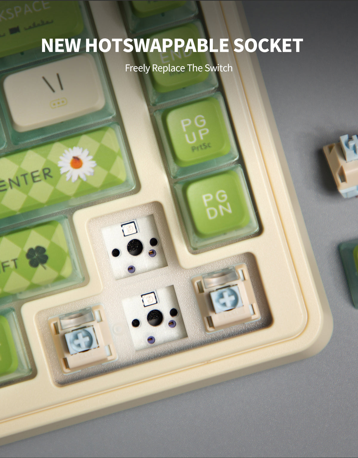 KZZI K75 PRO RGB 75% Wireless Gasket Mechanical Lemon Green Keyboard - Triple Mode, Eternity Tactile Switch