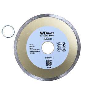 5x 125mm Diamond Cutting Disc | 5" Wet Circular Saw Blade | 2x5mm | 22/20mm Arbor | for Tile and Marble