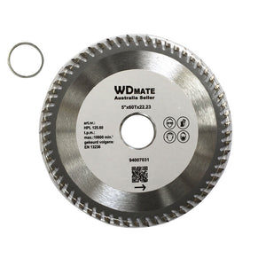 5x 125mm 60T Wood Cutting Disc | TCT Circular Saw Blade | 5.0" Diameter | ATB Teeth | 22.2/20mm Arbor | Timber
