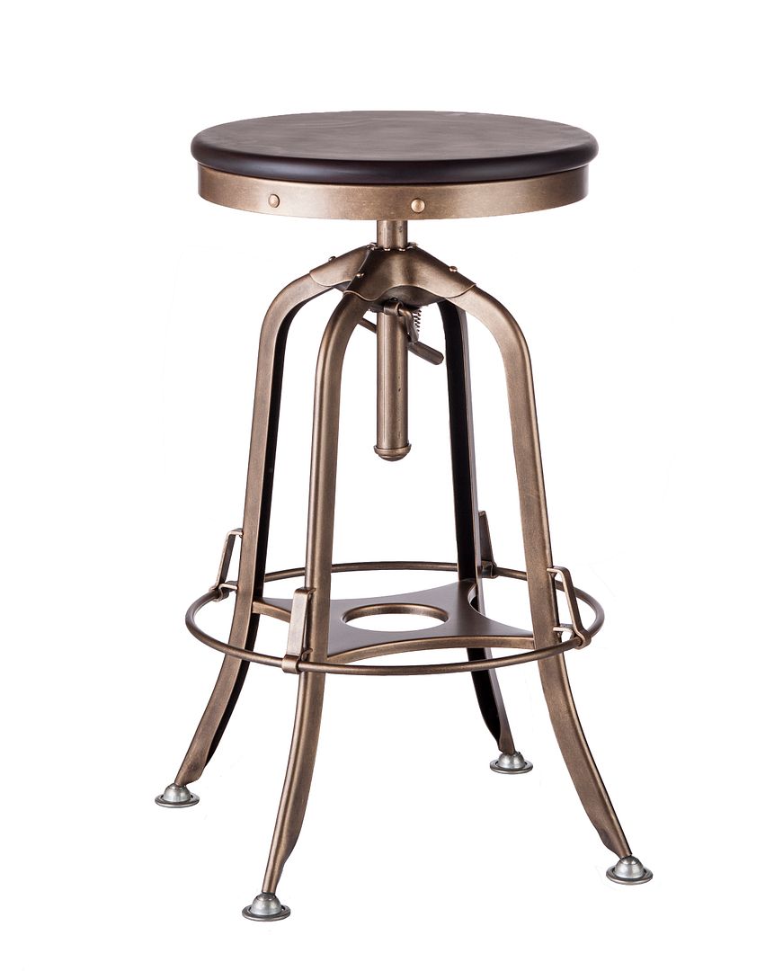 Height Adjustable Swivel Bar Stool in Industrial Style (French Brass)