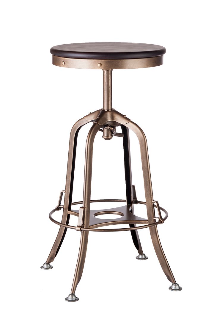 Height Adjustable Swivel Bar Stool in Industrial Style (French Brass)