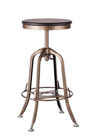 Height Adjustable Swivel Bar Stool in Industrial Style (French Brass)