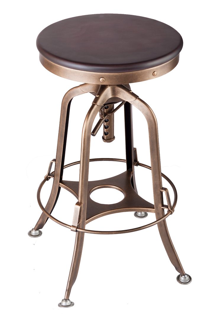Height Adjustable Swivel Bar Stool in Industrial Style (French Brass)