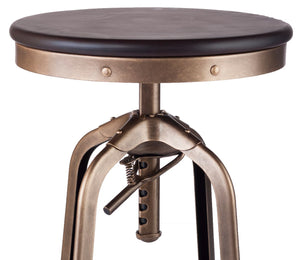 Height Adjustable Swivel Bar Stool in Industrial Style (French Brass)