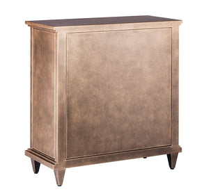Iron Glass Buffet Sideboard Cabinet with 3-Level Storage in Brass Finish