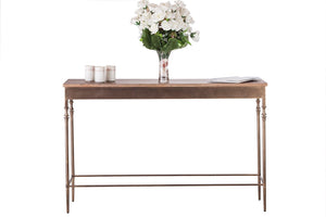 Wooden Iron Narrow Hallway Console Table with Finial Legs