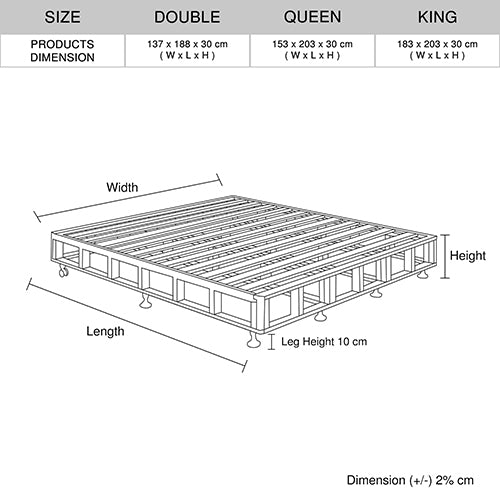Mattress Base Ensemble | King Size | Solid Wooden Slat | Charcoal with Removable Cover