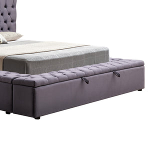 King Size Velvet Upholstered Bedframe with Deep Quilting - Dark Grey