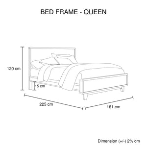 Queen Size Bed Frame | Solid Wood | Antique Design | Light Brown