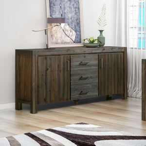 Chocolate Buffet Sideboard | Solid Acacia Wooden Frame | Drawer Storage