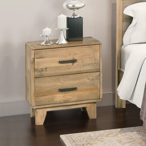 Bedside Table with 2 Drawers | Solid Wood | Light Brown