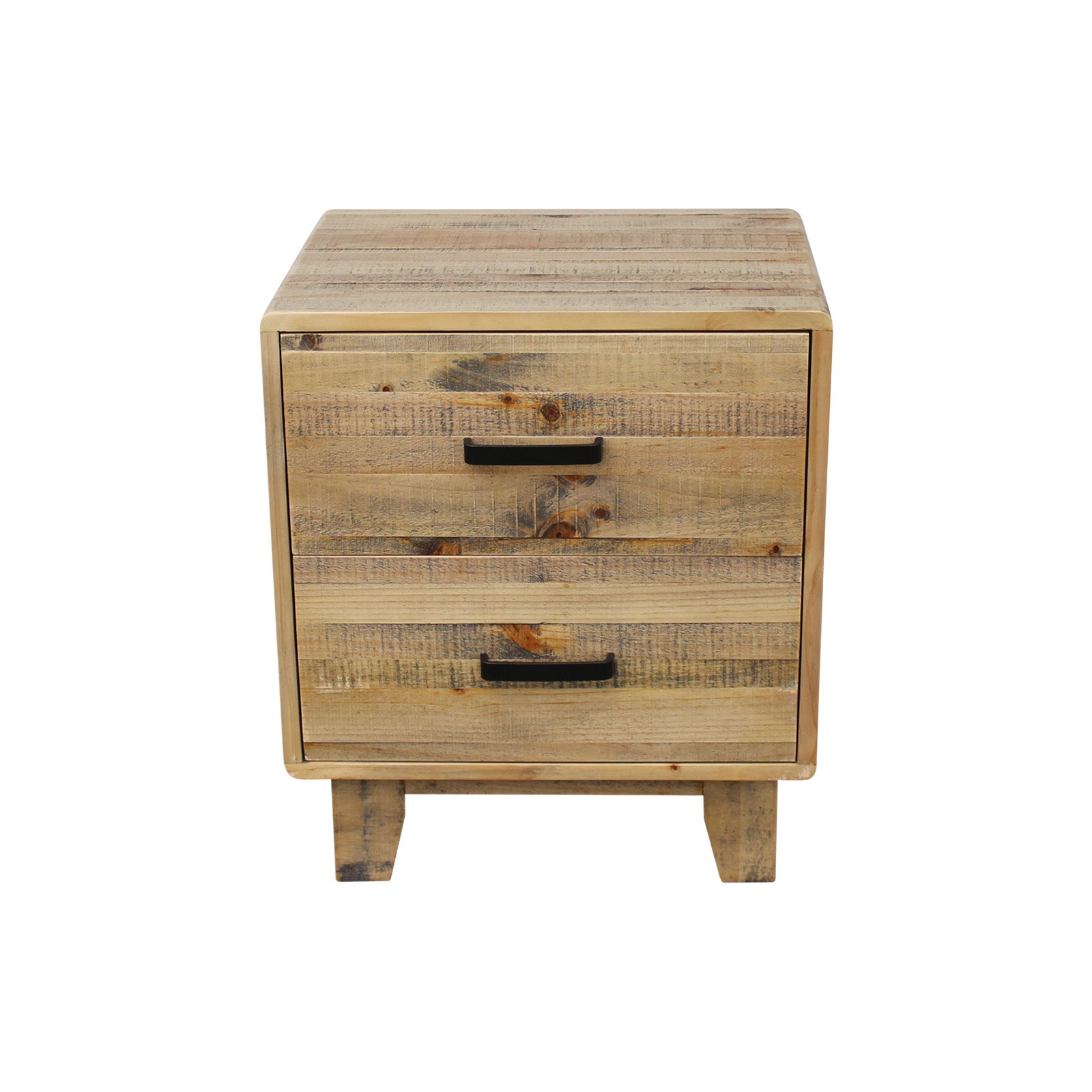 Bedside Table with 2 Drawers | Solid Wood | Light Brown