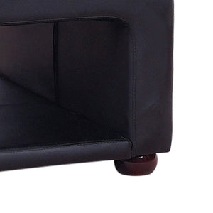 Black Upholstered Leather Coffee Table With Open Storage