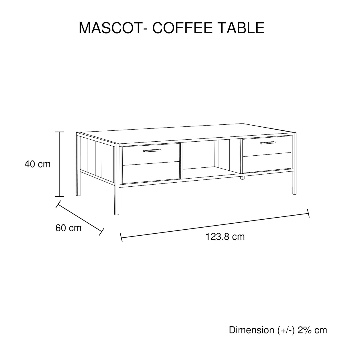2 Drawers Coffee Table
